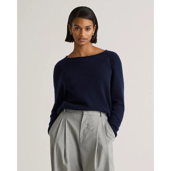 Quince Sweaters - Quince Mongolian Cashmere Boatneck Sweater Navy Size L NWT Quiet Luxury